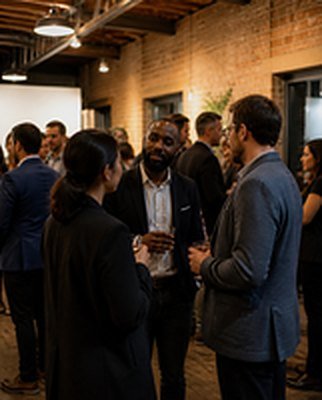 Company networking event in a brick loft event space